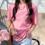 여자 라운드넥 반팔티 러블리 하트 데이트 여친룩 : 너만의쇼핑