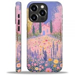 아이폰 16 프로 맥스와 호환되는 케이스, 하이브리드 2겹 PC 하드 쉘 + 실리콘 보호 케이스, 블루밍 가든 긁힘 방지 충격 방지 커버 아이폰 16... 