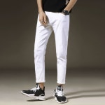남자화이트슬랙스 여름 슬림 긴바지 빽바지 남자 얇은 정장 화이트 바지 조거팬츠 남성 : 바겐바이