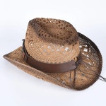 여름 태양모자 2025 여성 서부 카우보이 밀짚 모자 빈티지 파나마 비치 재즈 UV 차단 캡 바캉스 beige-Brown : 리모주마켓