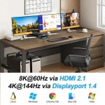 KVM 스위치 2 PC 3 모니터 트리플 모니터 KVM 스위치 2 HDMI  디스플레이 포트 4K  144Hz 8K  60Hz USB 3.0 KVM 스위치 HDMI DP... 