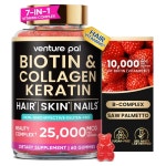 벤처팔 모발건강 케라틴 복합체 50mg +비오틴 10000mcg +해양 콜라겐+쐐기풀+쏘팔메토+대나무잎 구미젤리 60개 : 해피건강헌팅