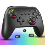QEUVOON PC 게이밍 컨트롤러 무선 for 스위치 iOS 안드로이드 블루투스 게임패드 홀 이펙트 RGB 조명 프로그래머블 프로용 블랙 미스틱 대... 