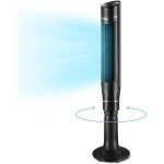 스탠드 선풍기 원룸 가정용 실외 시원한 옵티머스 F 7588 8단 80와트 59인치. 리모컨 및 LED 디스플레이가 있는 진동 받침대 타워 팬 검은색... 