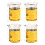 PATIKIL 비커 실험용 계량 준비 계량컵 파티킬 500ml 저형 유리 4개 세트 3 붕사 눈금이 포함 실험실 실험 요리 제빵용 투명 : 부자고래10호점
