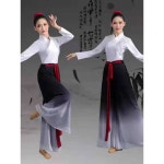 난타복 난타 무대 의상 공연복 옷 여성 바지 퓨전 한복 블랙 그라데이션 : 민삼