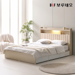 앳홈 산다라 LED 넉다운 3단서랍 벙커수납 침대 SS-한봉합 7존 블랙 매트리스 : 보루네오몰