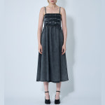 25 SS 가니 스트레치 피니쉬 데님 블랜드 캐미솔 스트랩 미디 드레스 블랙 J1690 055 : CARTE123