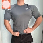GYMSHARK ELEMENT 2.0 속건성 남성 반팔티 반팔 스포츠 통기성 티셔츠 피트니스 검정색 : Valge