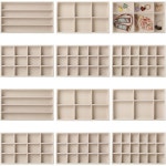 악세사리 보관함 보석함 반지 귀걸이 정리함 쥬얼리 인바기 12개 소형 벨벳 주얼리 트레이 스택형 서랍 삽입 분할 보관 디스플레이 : 럭키셀