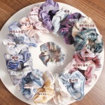 체크 고 곱창 빈티지 소녀 시스루 패턴 세트 여성 머리끈 탄성 링 : Eunsoo