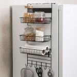 HOOT 냉장고 현관문 무타공 부착 다용도 정리정돈 수납선반 선반걸이 벽걸이행거 : HOOT SHOP