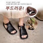 판매1위 수제 천연 소가죽 샌들 여성 여름 블랙 소가죽샌들 신발이 부드럽고 편안하며 잘 구부러집니다 : 행복가