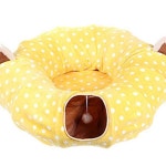 O94 고양이 땡땡이 터널 호박형 옐로우 1P 숨숨집 장난감 고양이터널 : 실크로드나침반