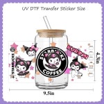 미니소 친구 쿠로미 멜로디 패턴 UV DTF 스티커 16oz 유리 컵 랩 용 방수 전송 데칼 고퀄리티 AW2638943 H4629 : 디아나스토어