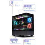 컴퓨터 케이스 Xuanwu PRO 블랙 PC 바다 뷰 룸 게임용 데스크탑 M-ATX 마더보드 3 ARGB 팬 지지대 4090 그래픽 카드 : The블유브랜드팜팜