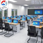 학교 컴퓨터 책상 데스크탑 모니터 서재 데스크 사무용 회백색 1인용 B : 아루망고