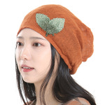 H5273 샤이닝 나뭇잎 린넨 벙거지 비니모자 두건 : 색동호박
