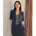 ROEM [뉴뉴, 가훤 착용]린넨라이크 반팔자켓_RMJKF25R11738898 : GLOWBOX-3