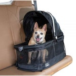 Pet Gear No-Zip View 360 반려동물 안전 캐리어 및 자동차 시트, 소형견 및 고양이용 푸시 버튼 입구, 뷰 360 50.8cm20인치, 네이비... 