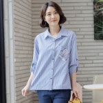 엄마옷 조이마담 J3218 ST 패치포켓 롤업 셔츠겸 자켓 남방 중년여성의류 : 투스타시스