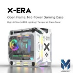 MegaPC X-Era 오픈 프레임 미드타워 Micro-ATX/Mini-ITX 게이밍 케이스 - 강화 유리 패널, 높은 공기 흐름, ARGB 조명, USB-C 포-245... 