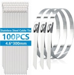 Bemaka 스테인리스 스틸 메탈 케이블 타이 H-082-100PCS 내후성 강력 고정용 : 멀티스토어6