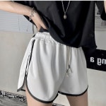 여자 베이직 배색 화이트 여성반바지 반바지 숏팬츠 트레이닝    돌핀팬츠 블랙 : 오또또몰