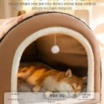 대형견 방한텐트 강아지 하우스 고양이 야외 이내 브라운 패션 프린트 하우스 L-50x40x30cm 5kg 이하 : 오더비
