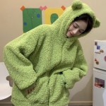 여성아우터 외투 집업 점퍼 곰돌이 후리스 여성후드집업 자켓 뽀글이점퍼 여자 여성 : 엠에스엠쓰리