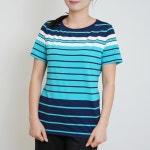 베러투데이 여성 스트라이프 라운드 반팔 티셔츠 : 베러투데이 스토어