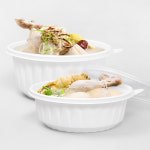 (BK) 195 미니 탕용기 냉면 우동 칼국수 죽 포장 배달 용기 1박스 150세트 소 : 해피팩