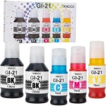 캐논 메가탱크 프린터용 GI21 잉크 리필 병 세트 G3270 G3290 G3260 G4280 G3272 G4270 G2260 G1220 프린터 5팩용 : rachel 라헬 라헬