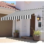 어닝 천막 접이식 비가림막 기둥식 수동 무타공 펜션 그레이줄무니(길이2.5x연장1.2/사이즈문의) : 세상플라자