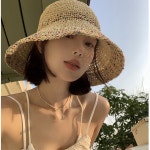 햇볕차단 여행용 휴양지 챙이 넓은 얼굴소멸 왕골 밀짚모자 CF SNS 여성 : 더아이넥스