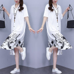 중년 생활한복 원피스 여름 개량 절복 퓨전 셔츠원피스 화이트 : 리본이즈