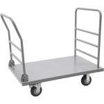 YIYIBYUS 2IN1 플랫폼 트럭 카트 헤비 듀티 2200파운드 강철 이동식 플랫베드 분리형 리어 가드레일 푸시 돌리 작업 장갑 2페어 1 번지... 