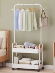 이동식 선반형 옷걸이 수납함 선반장 트롤리 옷 봉 행거 바퀴 이동형 : 글로벌픽 마켓
