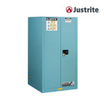 Justrite 8960222 / FM인증 강산/부식성 물질 안전보관 캐비닛 60갤런 양문형 캠코코팅 자동닫힘형(철제/하늘색)864x864x1651mm,선반2개... 