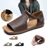 수제 천연 소가죽 샌들 고급 부드러운 밑창 샌들 플랫폼 웨지 오픈 토 샌들 : 화홍트레이드 주식회사