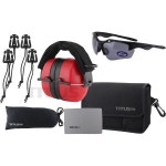 티투스 3 시리즈 37 NRR 소음 차단 청력 보호장치 및 G18 편광 조각 Z87.1 안전 안경 세트 레드 - 택 밴드 : 꼬꼬23