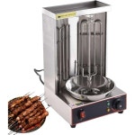 전기 수직 로티세리 샤와르마 브로일러 케밥 그릴 기계 회전 그릴 2개의 가열 튜브와 온도 차임 스테인리스 스틸 본체 110V 2400W 가정용... 