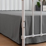 풀 침대 스커트 - 모서리가 갈라진 풀사이즈 12인치 드롭, 주름 와플 위브 스커트, 맞춤형 먼지 이지 핏, 세탁기 세탁 가능 (회색, 드롭) Light... 