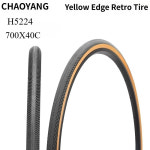 자전거타이어 H5224 자전거 타이어 도로 차량 외부 CHAOYANG 30TPI 700X40c 노란색 가장자리 레트로 내부 튜브 부품 : 잡다대행