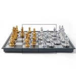 데이슬롯 접이식 자석 체스 32x32cm 골드실버 체스보드게임 : 데이슬롯