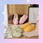 패딩재질 뒷밴드형 털슬리퍼 겨울 룸슈즈용 털실내화 푹신한 방한 : 원클릭샵3호점