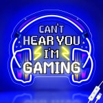 프리미엄 네온 사인 조명 간판 게이머 벽 장식을 위한 게임 너의 소리가 안 들려 나는 중이야 장식 소년 침실 및 비디오 방 USB 전원 조절 밝기... 