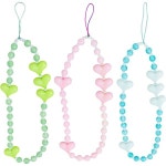 3PCS 귀여운 하트와 진주 구슬 휴대폰 매력 - 수제 컬러풀 장식 랜야드 스트랩 Eax-157 : 하다고 11호
