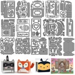 작은 선물 상자 토끼 여우와 사슴 추가 금속 커팅 다이 엠보싱 다이컷 카드 만들기 스크랩북킹 공예 1. H6314 : 해외다모아3호점