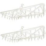 수이칸 노렌쇼 세탁 건조대 와이어 코너 옷걸이, 접이식, 52핀치 포함, 2개 세트, 실내 건조, 후크 흰색, 약 너비 33.1 x 깊이 15.4... 